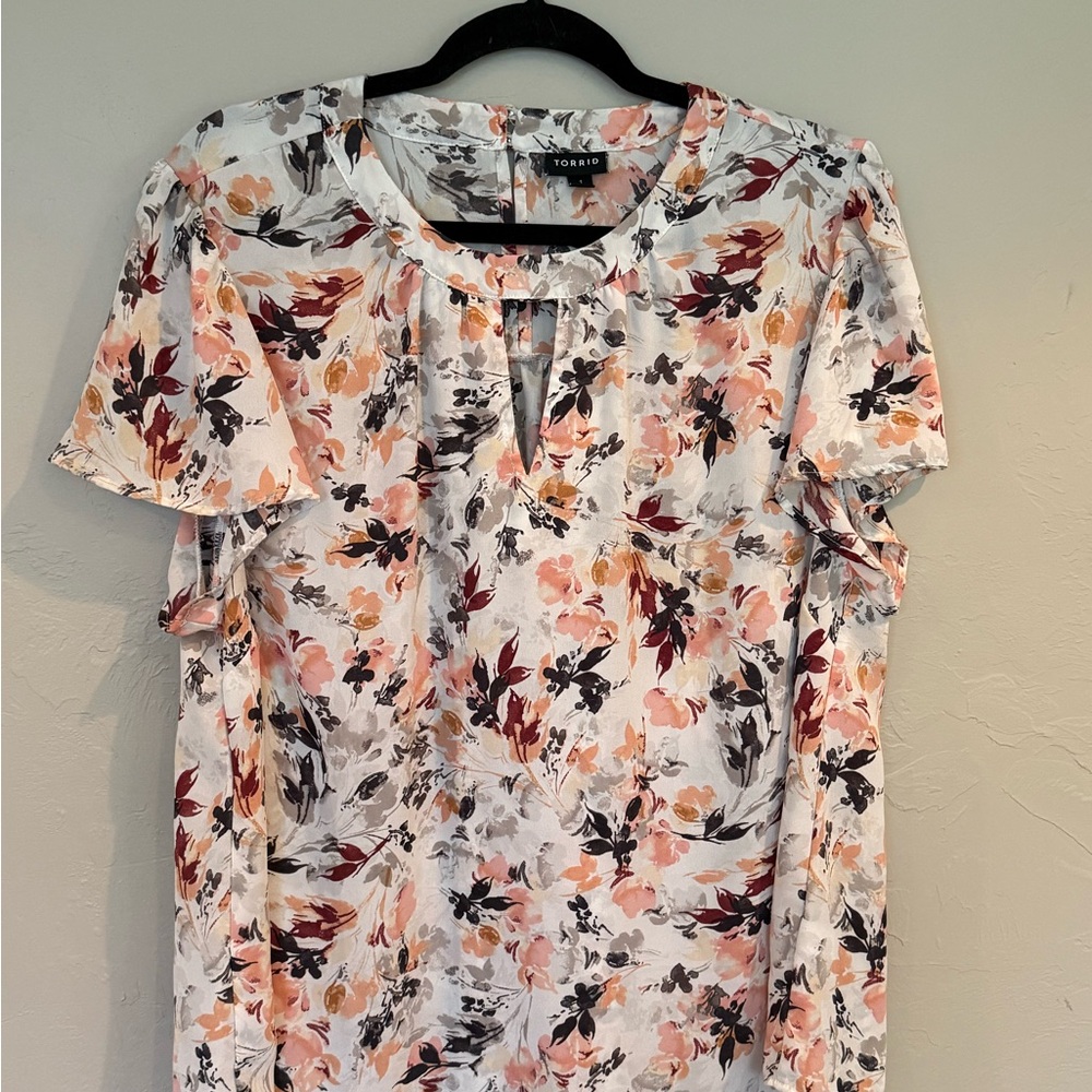 Torrid Floral Blouse - White, Pink, Black